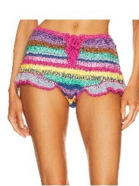 Celia B Corolla Shorts : Colorful Crochet Stripe Shorts